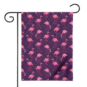 Purple Geometric Flamingo Pattern Print House Flag