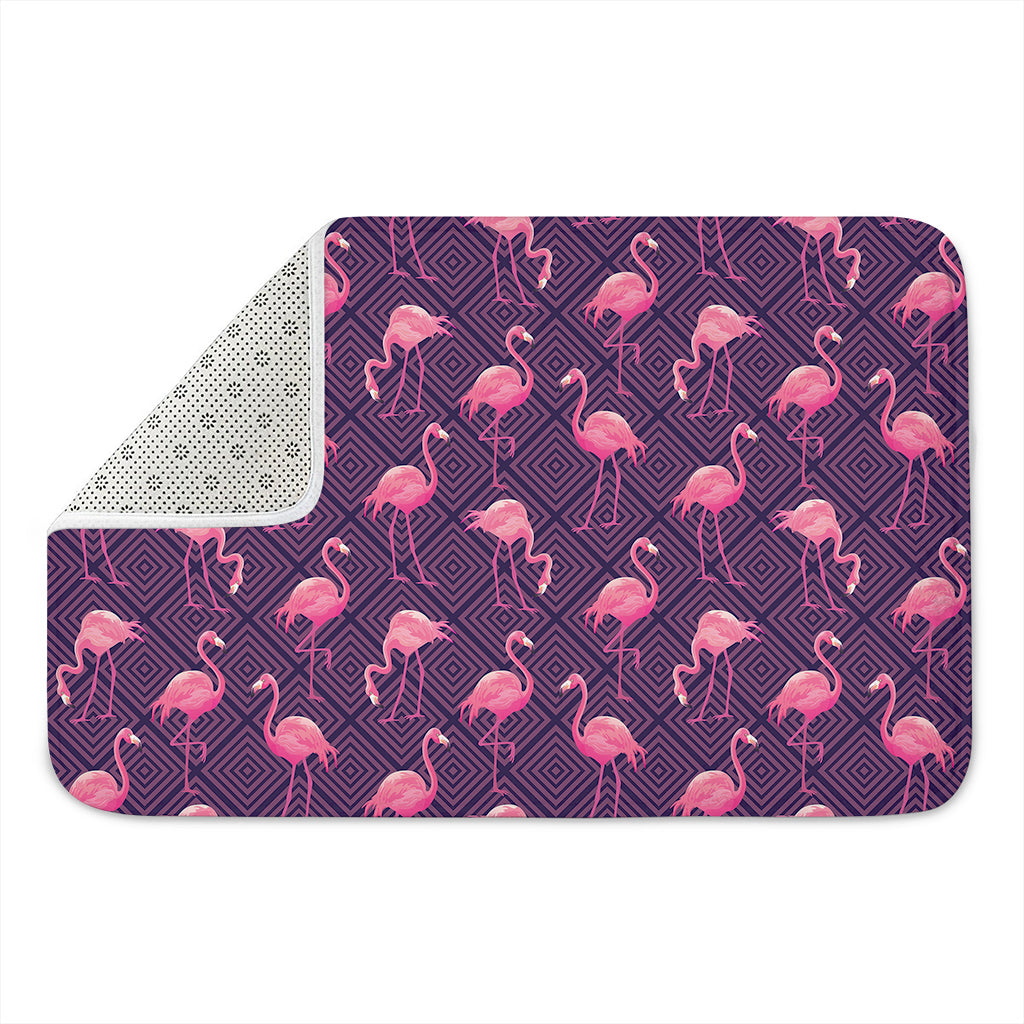 Purple Geometric Flamingo Pattern Print Indoor Door Mat