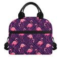 Purple Geometric Flamingo Pattern Print Insulated Lunch Bag