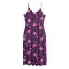 Purple Geometric Flamingo Pattern Print Jersey Midi Cami Dress