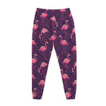 Purple Geometric Flamingo Pattern Print Jogger Pants