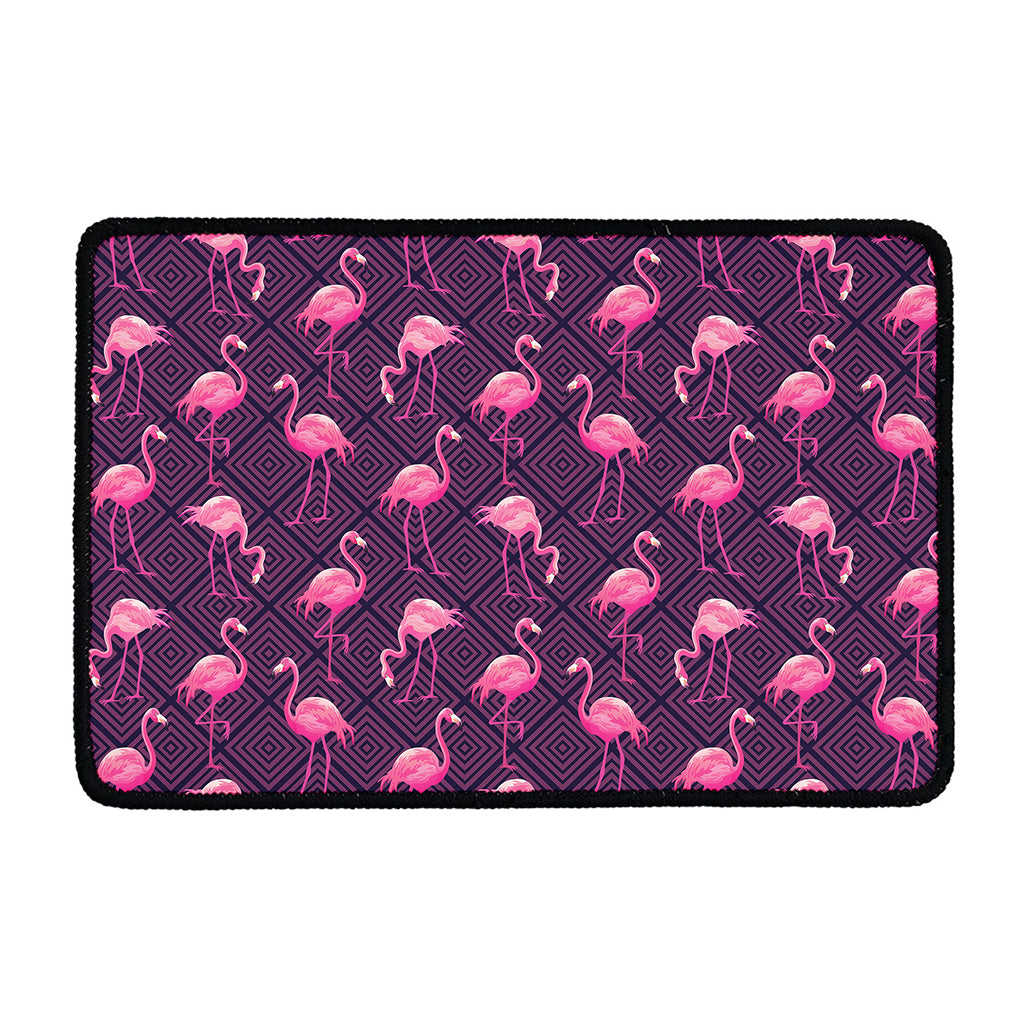 Purple Geometric Flamingo Pattern Print Kitchen Mat