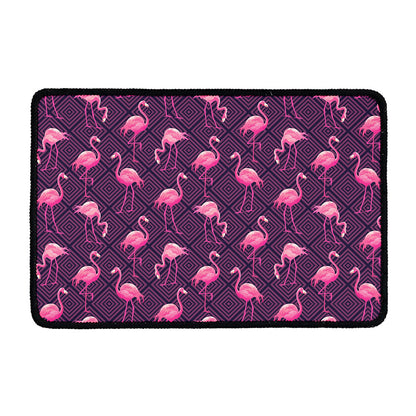 Purple Geometric Flamingo Pattern Print Kitchen Mat