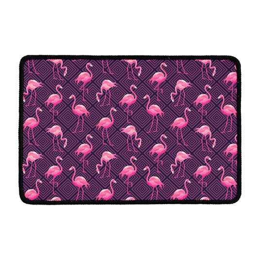 Purple Geometric Flamingo Pattern Print Kitchen Mat