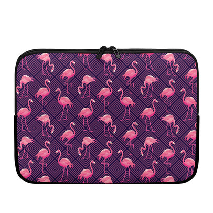 Purple Geometric Flamingo Pattern Print Laptop Sleeve
