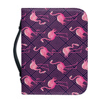 Purple Geometric Flamingo Pattern Print Leather Bible Cover