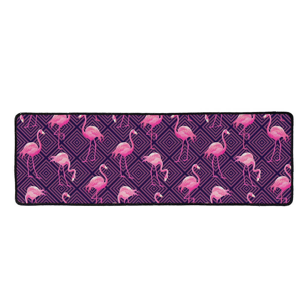 Purple Geometric Flamingo Pattern Print Long Kitchen Mat