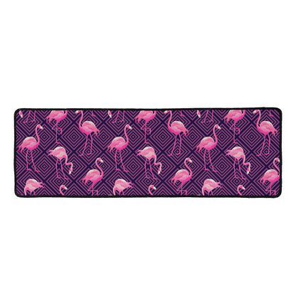 Purple Geometric Flamingo Pattern Print Long Kitchen Mat