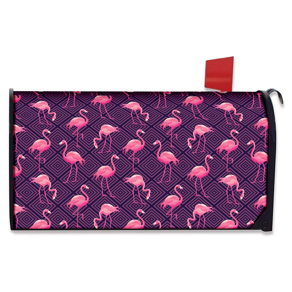 Purple Geometric Flamingo Pattern Print Mailbox Cover