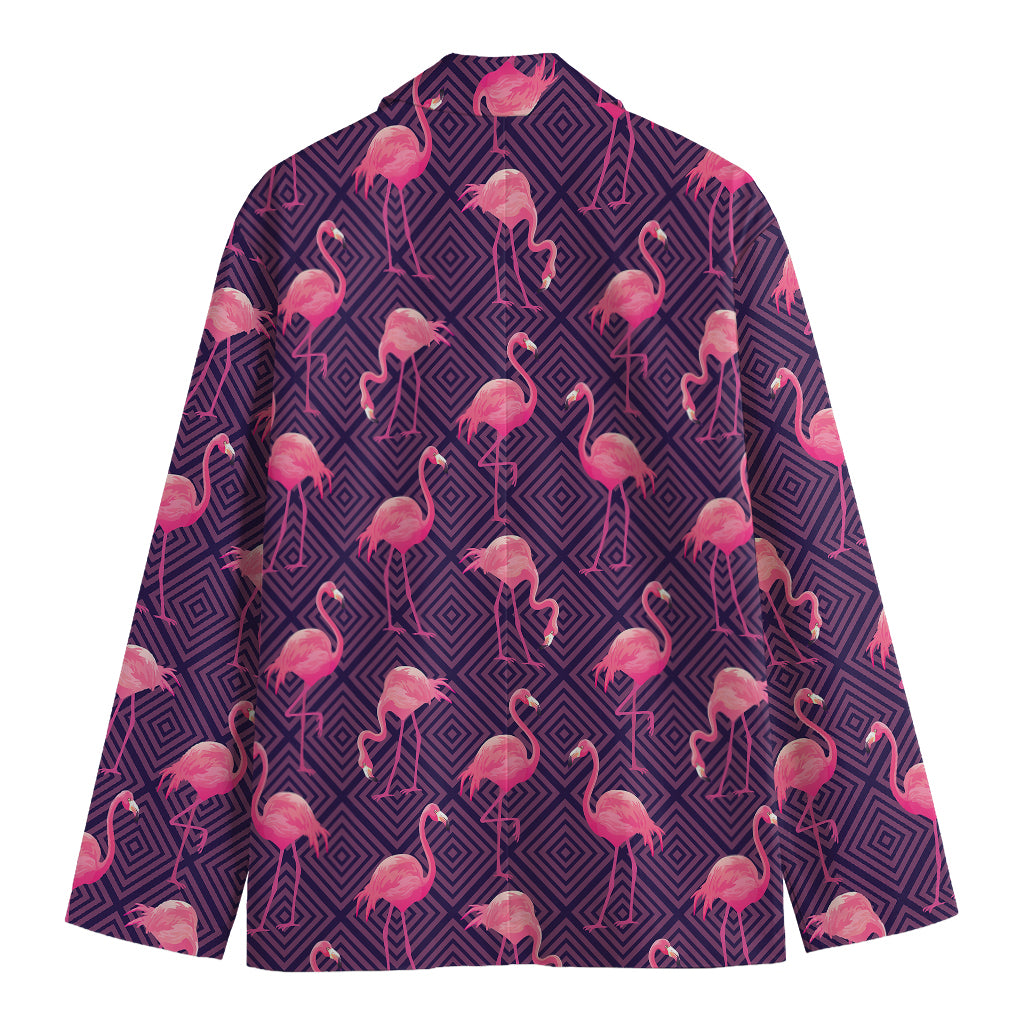 Purple Geometric Flamingo Pattern Print Men's Blazer