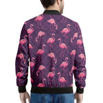 Purple Geometric Flamingo Pattern Print Men's Bomber Jacket