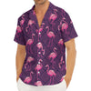 Purple Geometric Flamingo Pattern Print Men's Deep V-Neck Shirt