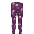 Purple Geometric Flamingo Pattern Print Men's Leggings