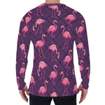 Purple Geometric Flamingo Pattern Print Men's Long Sleeve T-Shirt