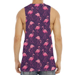 Purple Geometric Flamingo Pattern Print Men's Muscle Tank Top