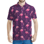 Purple Geometric Flamingo Pattern Print Men's Polo Shirt