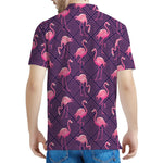 Purple Geometric Flamingo Pattern Print Men's Polo Shirt