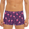 Purple Geometric Flamingo Pattern Print Men's Short Boxer Briefs