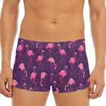 Purple Geometric Flamingo Pattern Print Men's Short Boxer Briefs