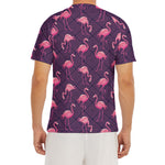 Purple Geometric Flamingo Pattern Print Men's Short Sleeve Rash Guard