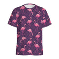 Purple Geometric Flamingo Pattern Print Men's Athletic T-Shirt
