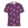 Purple Geometric Flamingo Pattern Print Men's Sports T-Shirt