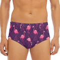 Purple Geometric Flamingo Pattern Print Men's Triangle Swim Briefs
