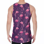 Purple Geometric Flamingo Pattern Print Men's Velvet Tank Top
