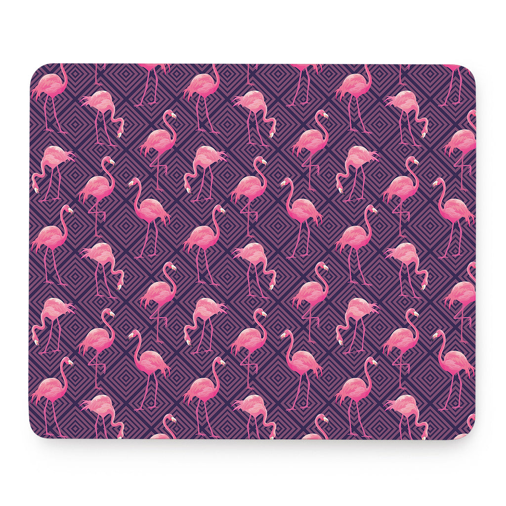 Purple Geometric Flamingo Pattern Print Mouse Pad