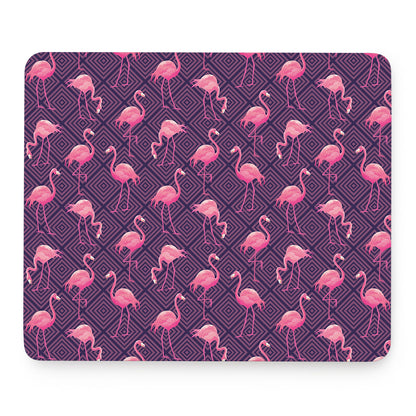 Purple Geometric Flamingo Pattern Print Mouse Pad
