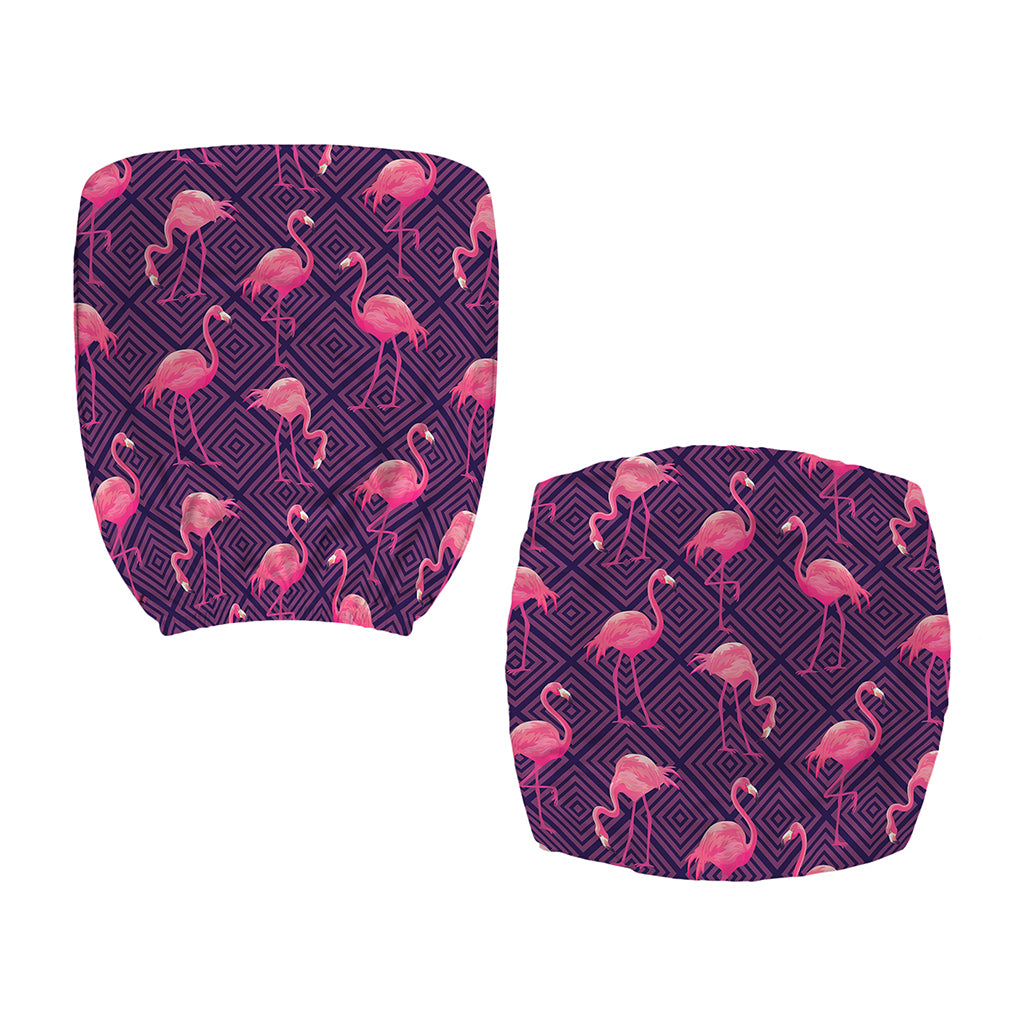 Purple Geometric Flamingo Pattern Print Office Chair Cover