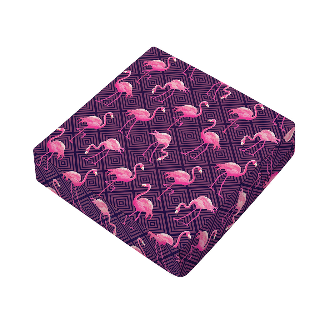 Purple Geometric Flamingo Pattern Print Outdoor Seat Cushion Cover