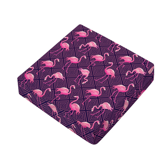 Purple Geometric Flamingo Pattern Print Outdoor Seat Cushion Cover
