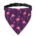 Purple Geometric Flamingo Pattern Print Over The Collar Dog Bandana