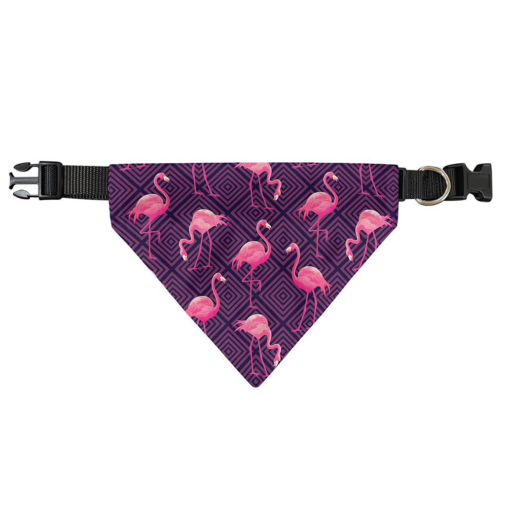 Purple Geometric Flamingo Pattern Print Over The Collar Dog Bandana