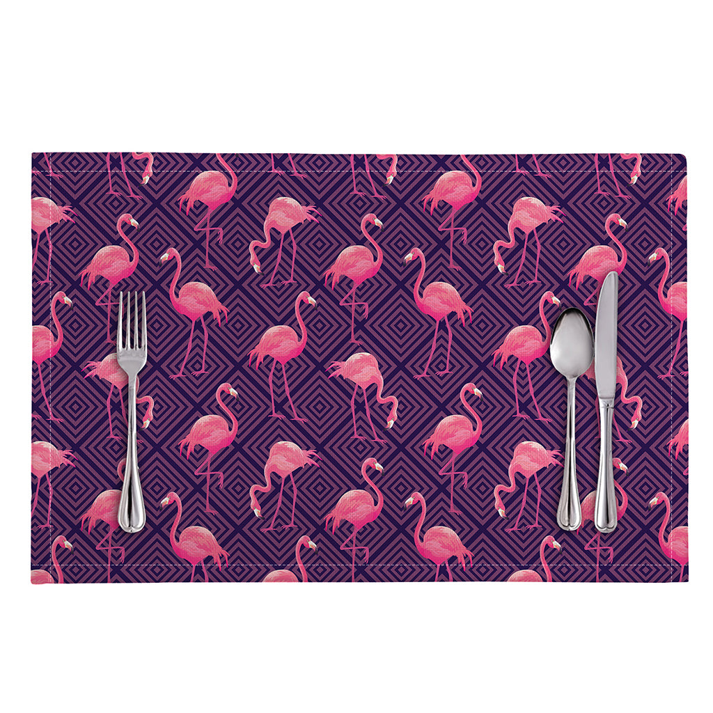 Purple Geometric Flamingo Pattern Print Placemat