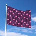 Purple Geometric Flamingo Pattern Print Polyester Flag