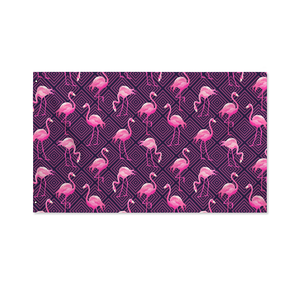 Purple Geometric Flamingo Pattern Print Polyester Flag