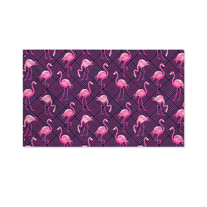 Purple Geometric Flamingo Pattern Print Polyester Flag