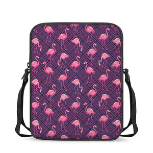 Purple Geometric Flamingo Pattern Print Rectangular Crossbody Bag