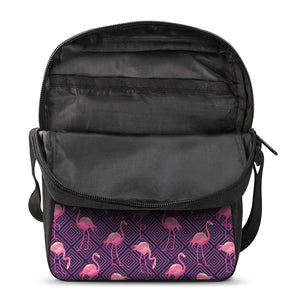 Purple Geometric Flamingo Pattern Print Rectangular Crossbody Bag