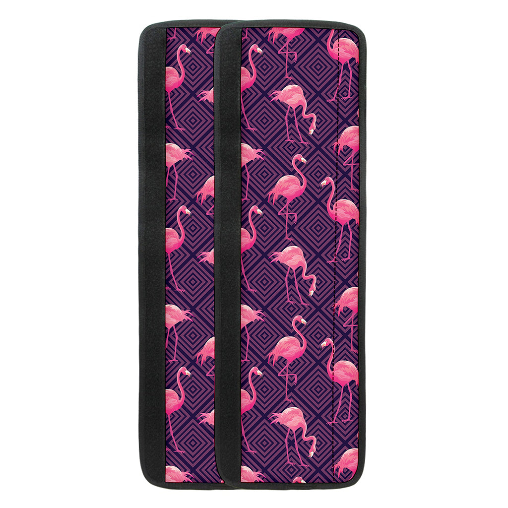 Purple Geometric Flamingo Pattern Print Refrigerator Handle Covers