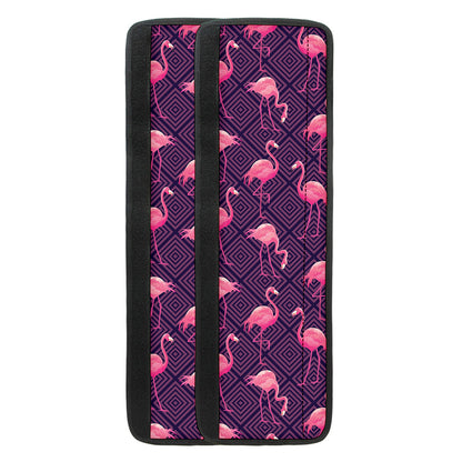 Purple Geometric Flamingo Pattern Print Refrigerator Handle Covers