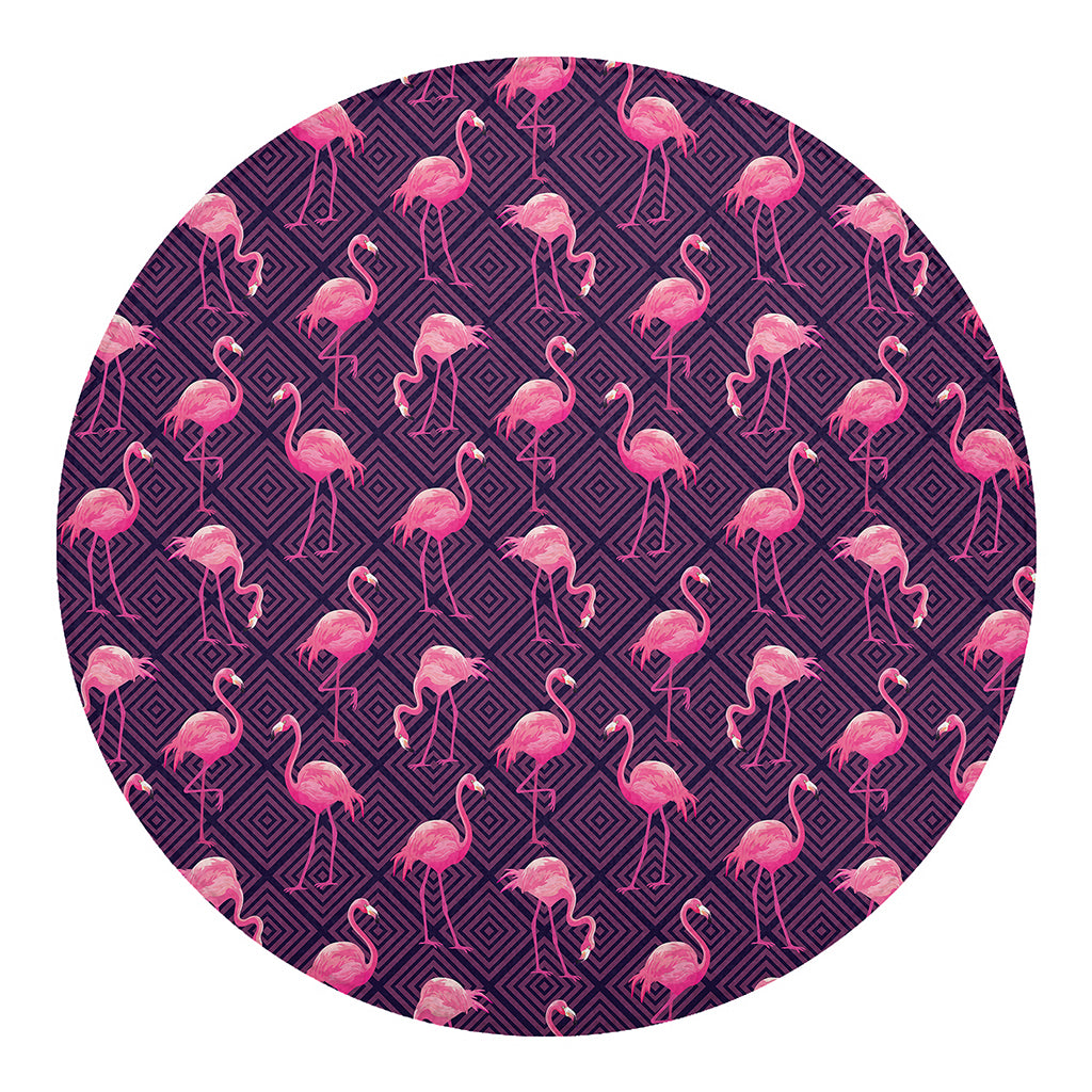 Purple Geometric Flamingo Pattern Print Round Blanket