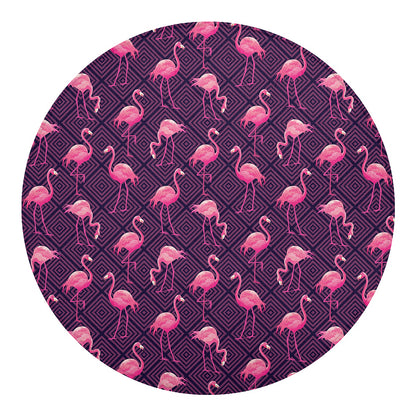 Purple Geometric Flamingo Pattern Print Round Blanket