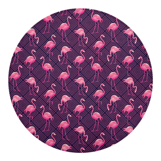 Purple Geometric Flamingo Pattern Print Round Blanket