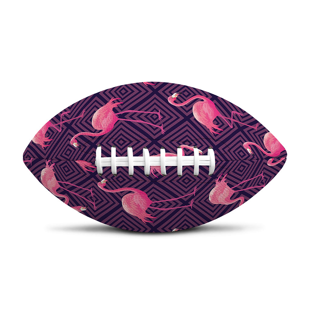 Purple Geometric Flamingo Pattern Print Rugby Ball