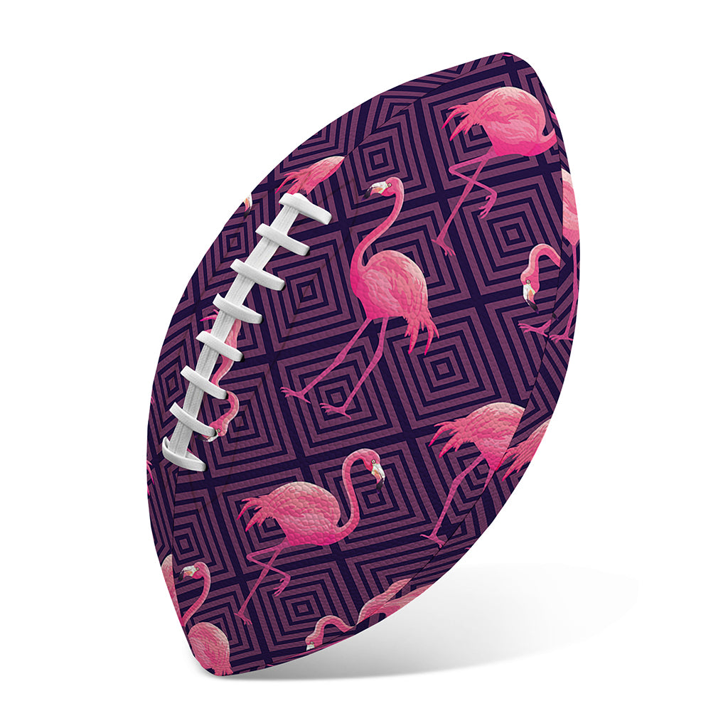 Purple Geometric Flamingo Pattern Print Rugby Ball