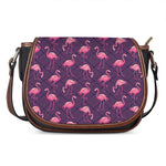 Purple Geometric Flamingo Pattern Print Saddle Bag