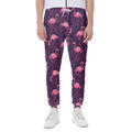 Purple Geometric Flamingo Pattern Print Joggers